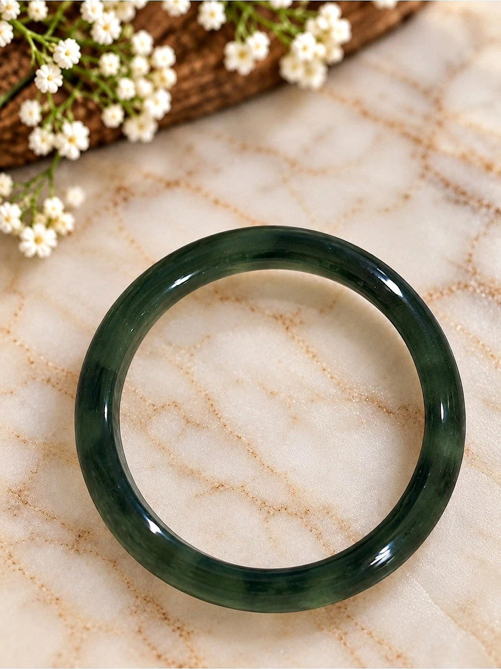 Thin Green Jade ring size 10